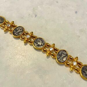 Gold and Silver Two-Tone Medallion Bracelet